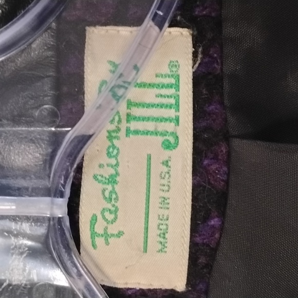 Vintage Fashions By Jill Leather And Wool Women's Black and Purple Coat 80s - Picture 4 of 16